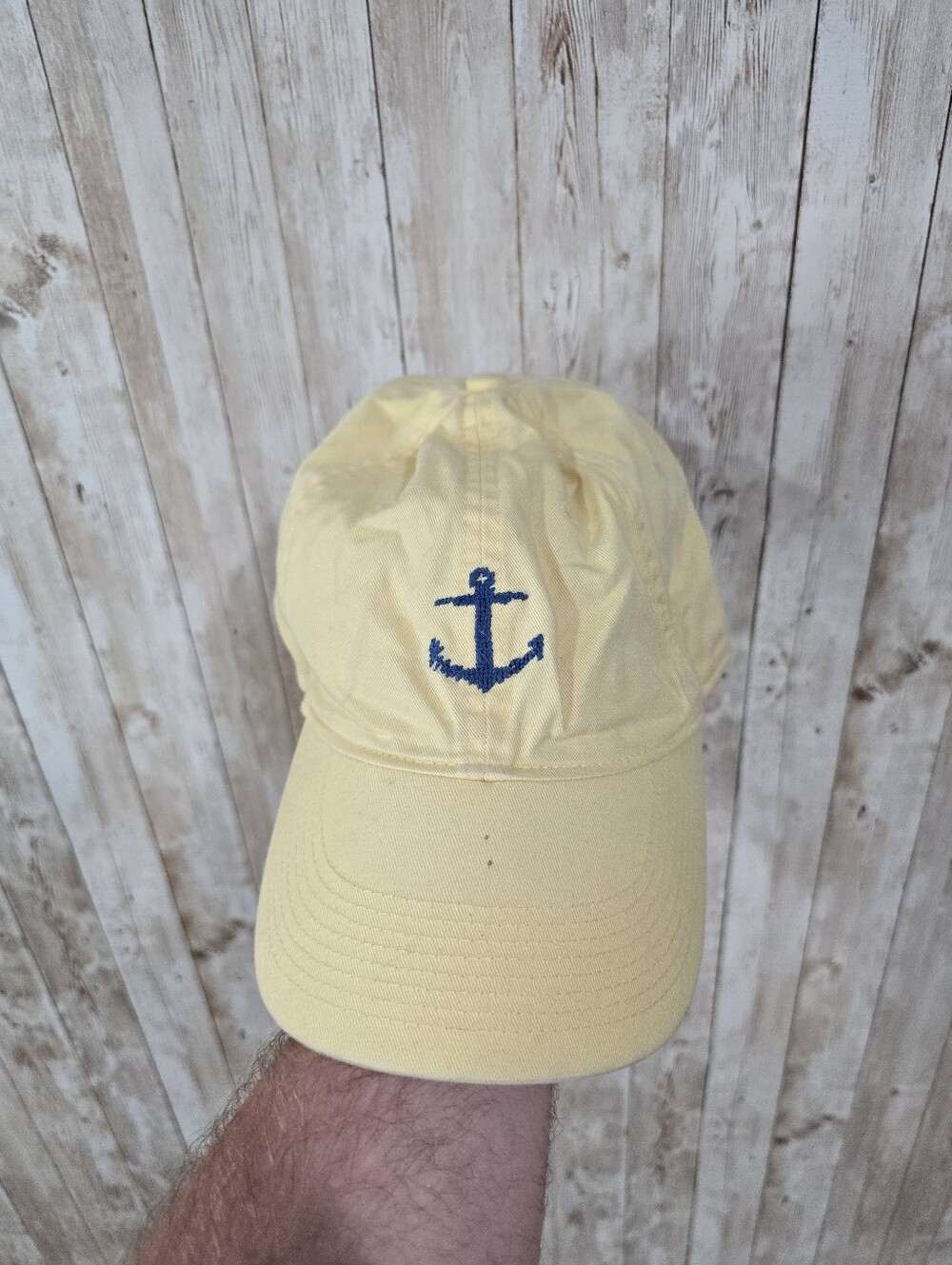 Smathers & Branson Butter Yellow Nautical Anchor Embroidered Baseball Cap